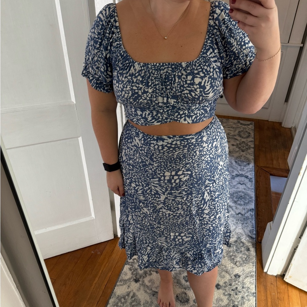 Blue and White Patterned Dress